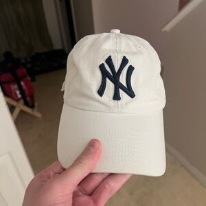 White Cap with Navy Logo